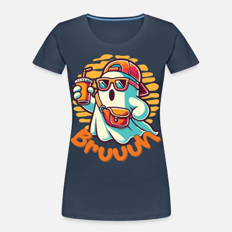 Cool Halloween Ghost Says Bruh Women's Premium Organic T-Shirt