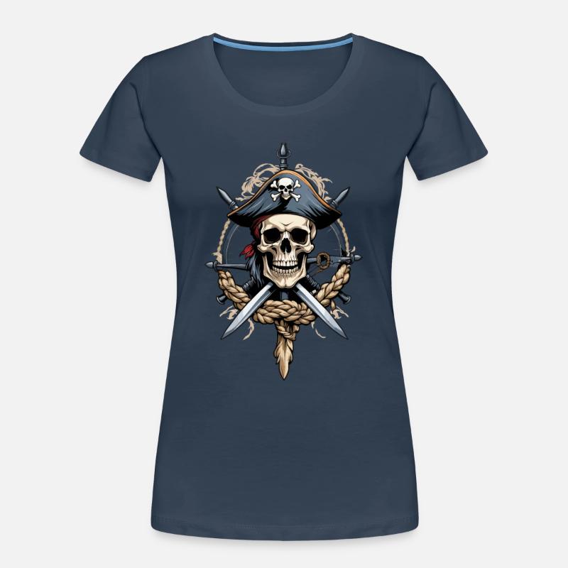 Drapeaux de pirate crâne Jolly Roger costume de pirate T-shirt bio Premium Femme
