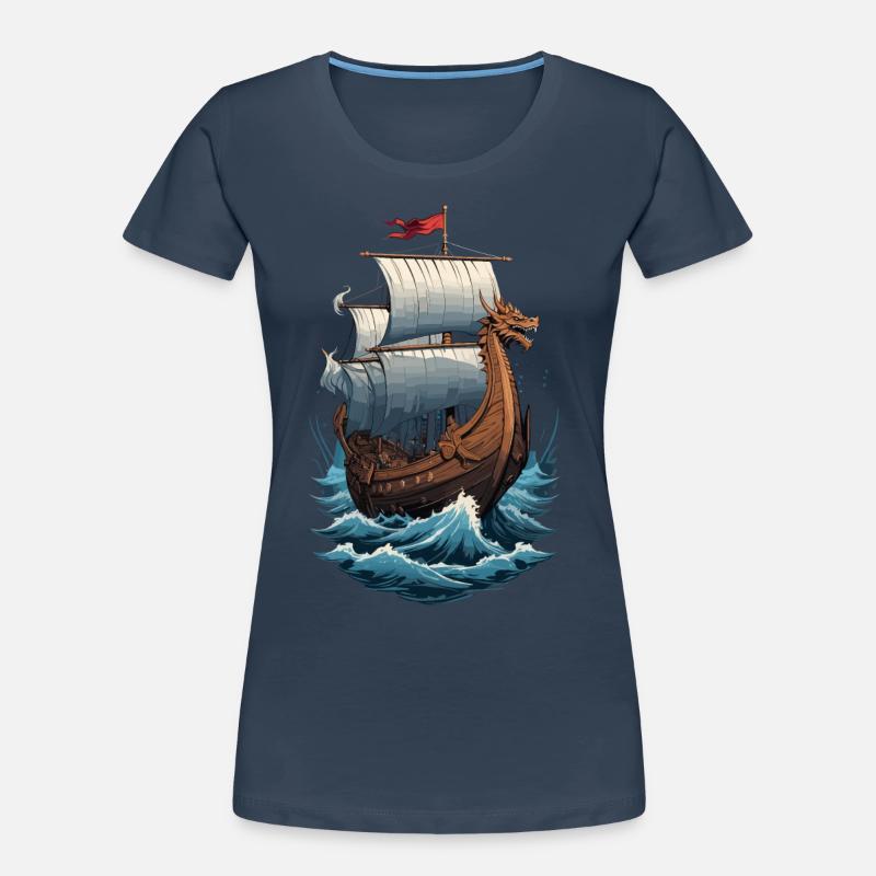 Wikinger Drachenboot Auf Hoher See Frauen Premium Bio T-Shirt
