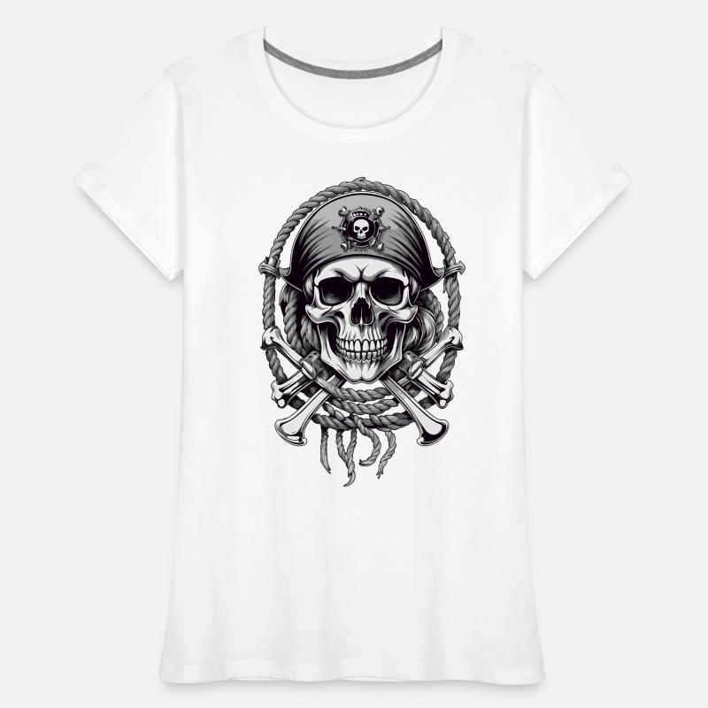 Drapeaux de pirate crâne Jolly Roger costume de pirate T-shirt bio Premium Femme