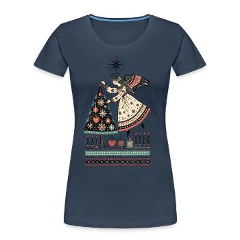Scandinavian Christmas Angel Vintage Look - Women's Premium Organic T-Shirt -  - Front - Mia (176cm)