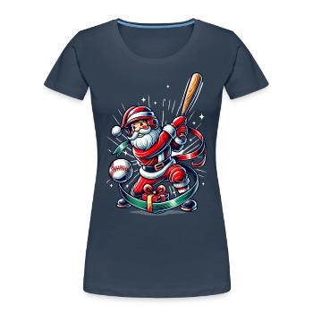 Weihnachtsmann Spielt Baseball Motiv - Frauen Premium Bio T-Shirt -  - Vorne - Mia (176cm)