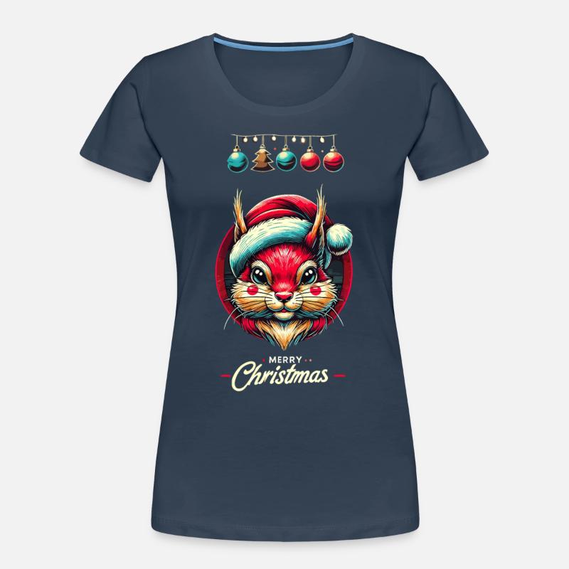 Fröhliche Weihnachten Eichhörnchen Motiv Frauen Premium Bio T-Shirt