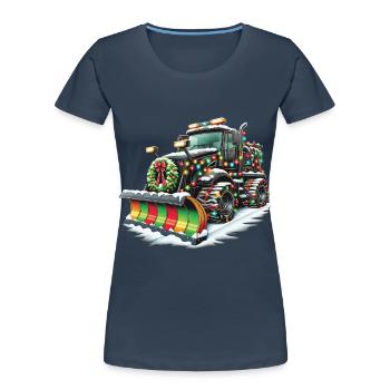 Winter Weihnachten Schneeräummaschine Fahrzeug - Frauen Premium Bio T-Shirt - Navy - Vorne - Mia (176cm)