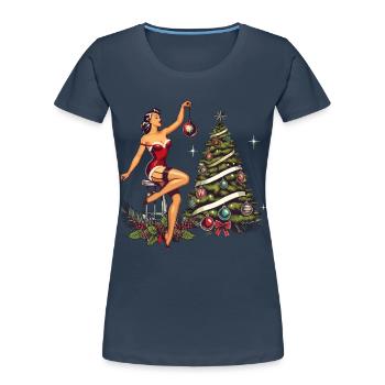 Christmas Pin-Up Retro Vintage Style - Women's Premium Organic T-Shirt -  - Front - Mia (176cm)