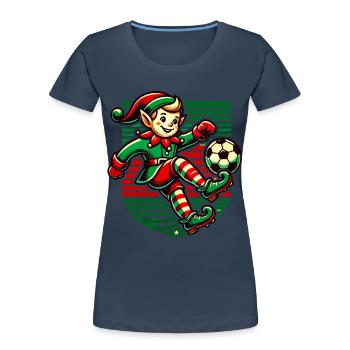 Soccer Playing Christmas Elf Fun - Women's Premium Organic T-Shirt -  - Front - Mia (176cm)