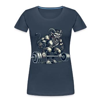 Krampus Bodybuilder Muskeltraining Winter Workout - Frauen Premium Bio T-Shirt -  - Vorne - Mia (176cm)