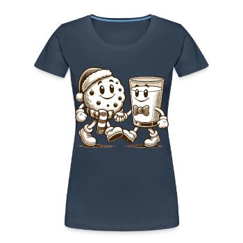Christmas Vintage Mascot Biscuit and Milk - Women's Premium Organic T-Shirt -  - Front - Mia (176cm)