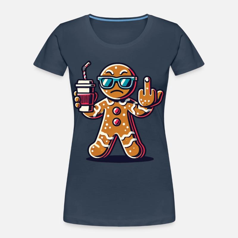Weihnachtlicher Lebkuchenmann Mit Mittelfinger Frauen Premium Bio T-Shirt