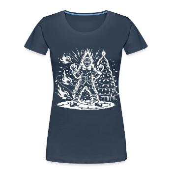 Drôle d’horreur de Noël Elfe en flammes - T-shirt bio Premium Femme -  - Devant - Mia (176cm)