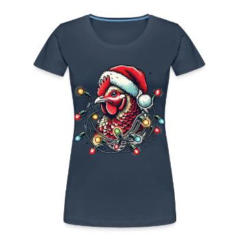 Poulet de Noël avec guirlandes lumineuses - T-shirt bio Premium Femme -  - Devant - Mia (176cm)