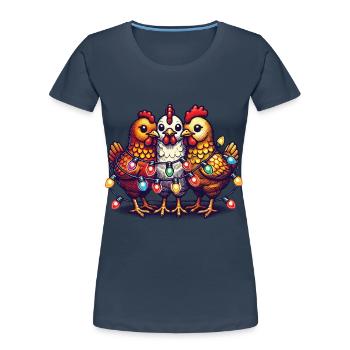 Poulets drôles de Noël avec des guirlandes lumineuses - T-shirt bio Premium Femme -  - Devant - Mia (176cm)