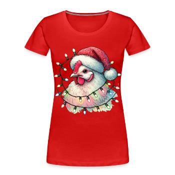 Poulet de Noël avec guirlandes lumineuses - T-shirt bio Premium Femme -  - Devant - Mia (176cm)