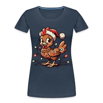 Poulet de Noël avec guirlandes lumineuses - T-shirt bio Premium Femme -  - Devant - Mia (176cm)