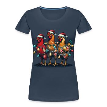 Poulets drôles de Noël avec des lumières - T-shirt bio Premium Femme -  - Devant - Mia (176cm)