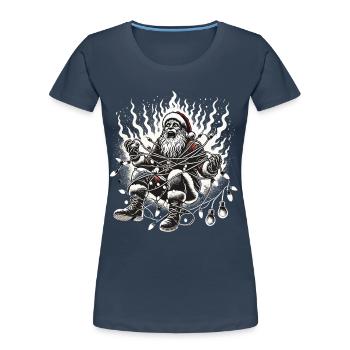 Père Noël choc électrique design humoristique - T-shirt bio Premium Femme -  - Devant - Mia (176cm)