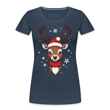 Fröhliches Rentier Weihnachten Motiv - Frauen Premium Bio T-Shirt -  - Vorne - Mia (176cm)