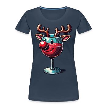 Verre à vin de Noël Renne Sourire - T-shirt bio Premium Femme -  - Devant - Mia (176cm)