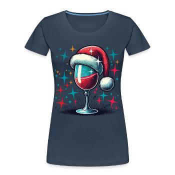 Verre à vin de Noël avec une touche festive - T-shirt bio Premium Femme -  - Devant - Mia (176cm)
