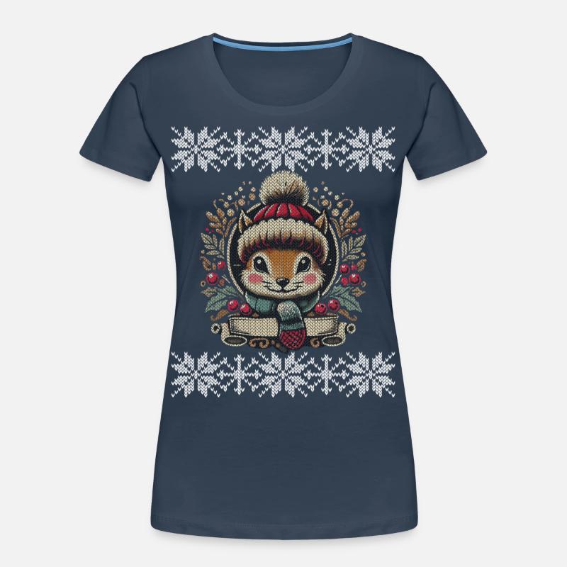 Winter Squirrel Illustration Women's Premium Organic T-Shirt