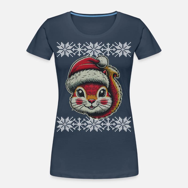 Cute Christmas squirrel with hat Women's Premium Organic T-Shirt