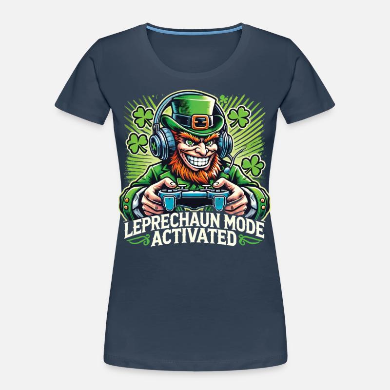 St. Patrick's Day Leprechaun Gamer Mode Enabled Women's Premium Organic T-Shirt