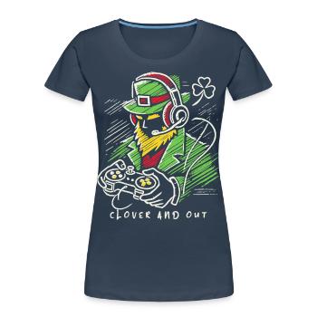 Saint-Patrick Gamer trèfle et dehors - T-shirt bio Premium Femme - bleu marine - Devant - Mia (176cm)