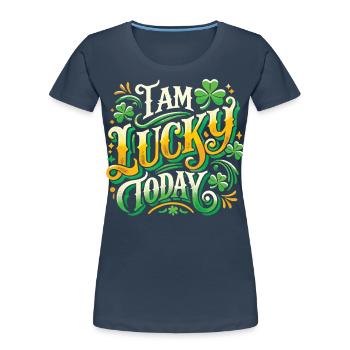 I'm happy today St. Patrick's Day - Women's Premium Organic T-Shirt - navy - Front - Mia (176cm)