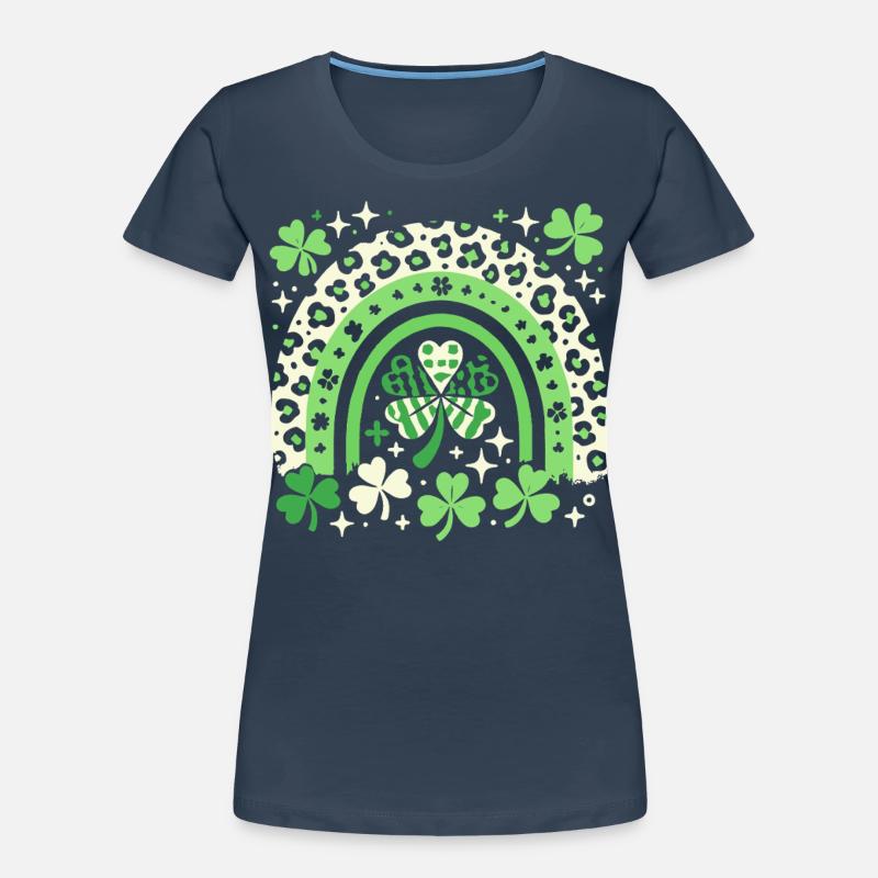 St. Patrick's Day Lucky Clover and Rainbow Women's Premium Organic T-Shirt