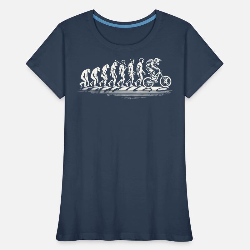 Evolution Bicycle VTT Cyclisme Humour T-shirt bio Premium Femme
