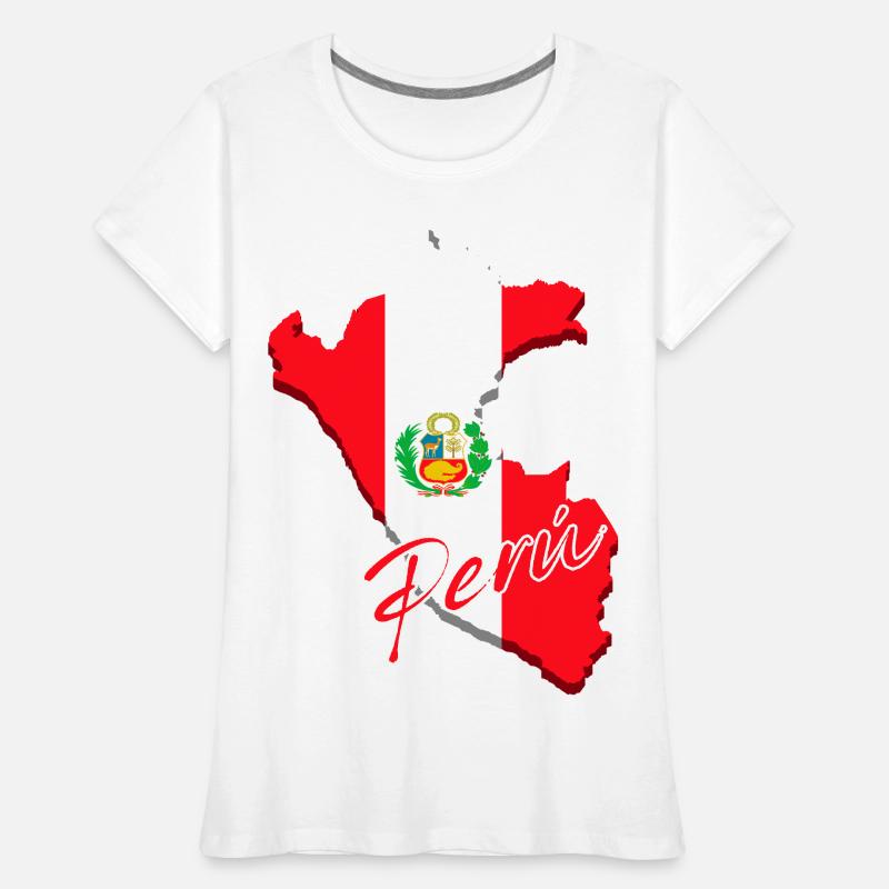Drapeau du Pérou, carte drapeau du Pérou T-shirt bio Premium Femme
