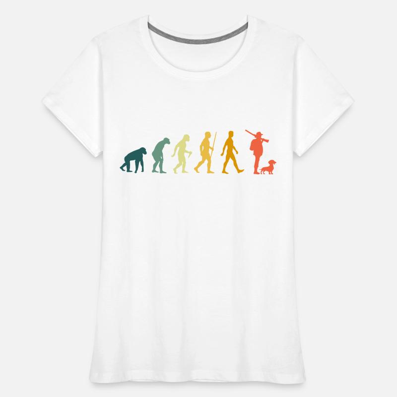 Hunter Dachshund Evolution Chasse Rétro Teckel Chien de chasse T-shirt bio Premium Femme