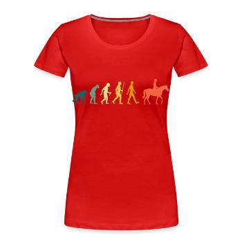 Équitation Evolution Dressage Rétro Chevaux Cavalier - T-shirt bio Premium Femme -  - Devant - Mia (176cm)