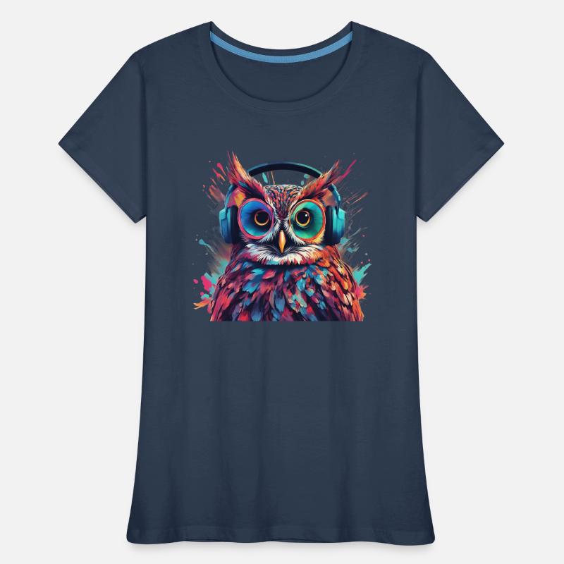 Coole Eule mit Kopfhörer Frauen Premium Bio T-Shirt