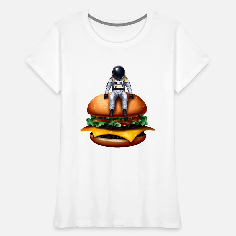 Astronaute spatial Cheeseburger T-shirt bio Premium Femme