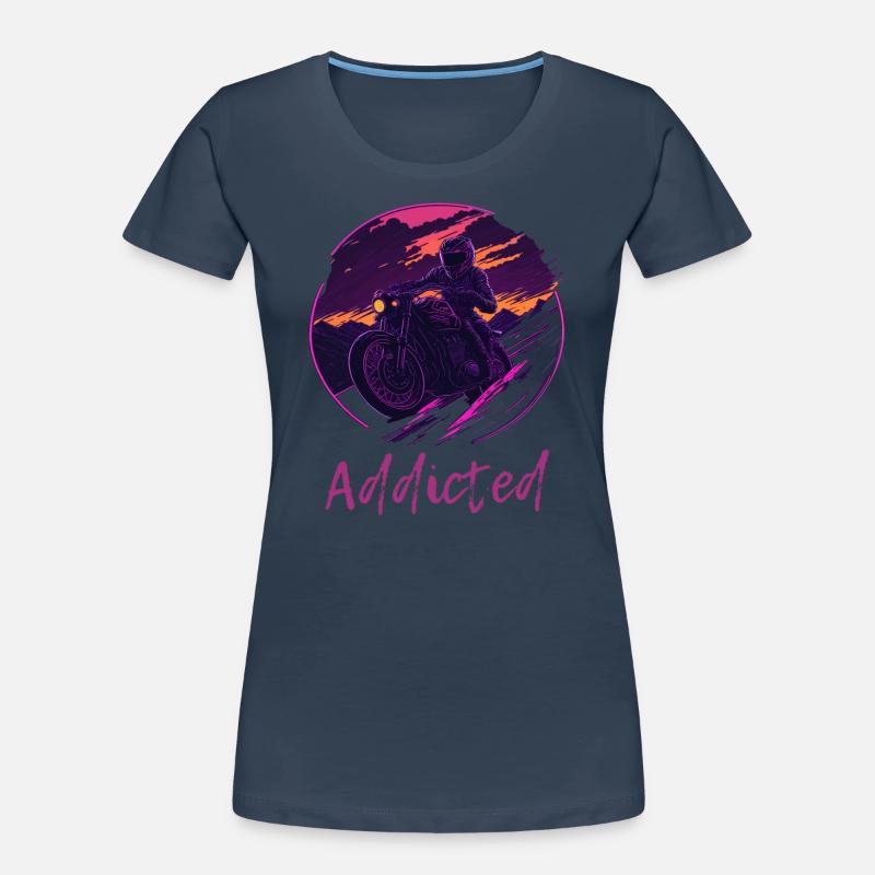 Synthwave Motorcycle Addicted Women's Premium Organic T-Shirt