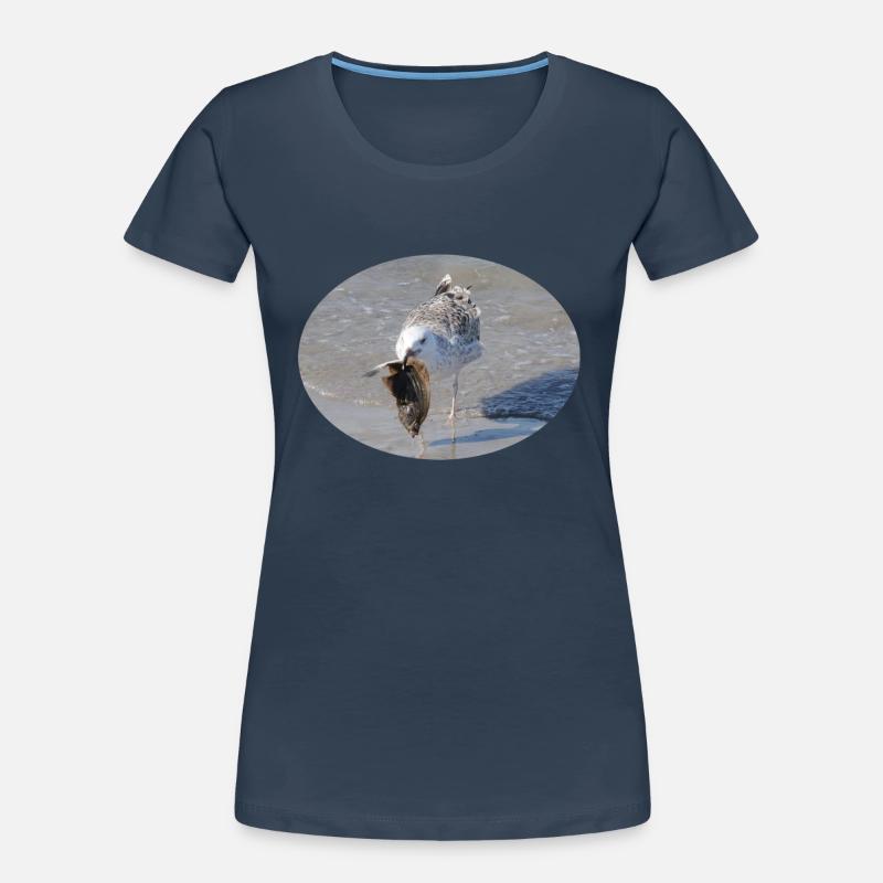 Die Möwe hat ein Leckerbissen - eine Scholle Frauen Premium Bio T-Shirt