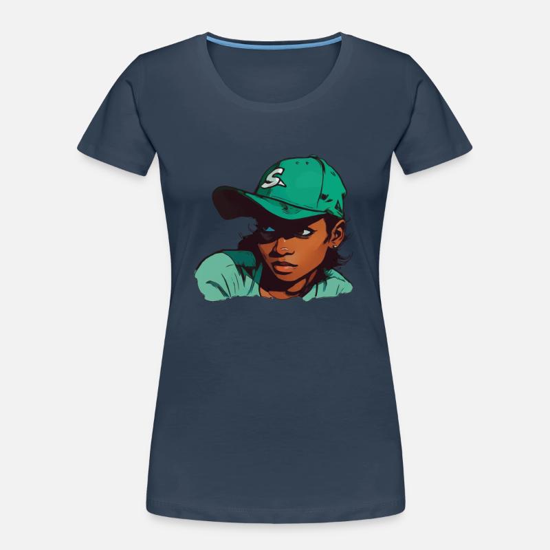 Hellhäutiges Mädchen mit Baseballmütze Frauen Premium Bio T-Shirt