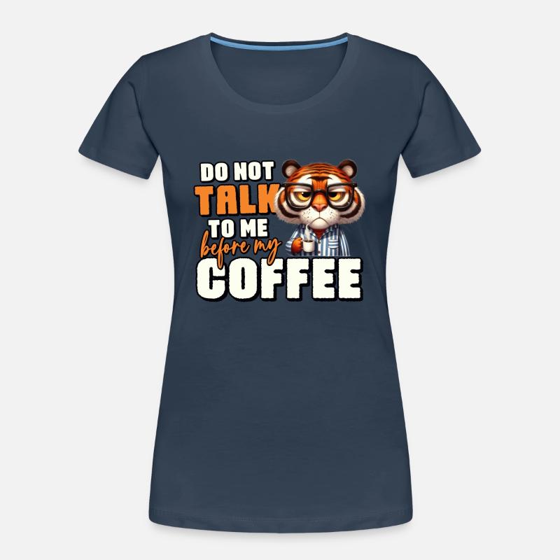 Grumpy tiger with coffee Women's Premium Organic T-Shirt