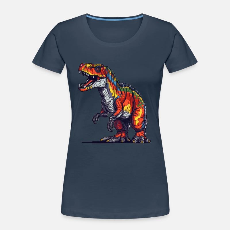 Dino in Retro Pixel Grafik 8-Bit oder 16-Bit Frauen Premium Bio T-Shirt