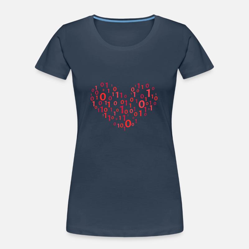 Heart Binary Coding Computer Science Programmer Women's Premium Organic T-Shirt