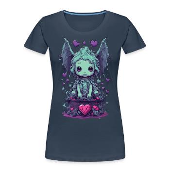 Gothic Ghoul Kawaii Love Monster Pastel Design - Frauen Premium Bio T-Shirt -  - Vorne - Mia (176cm)