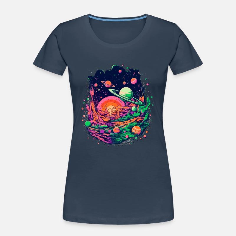 Mysterious solar system with planets Women's Premium Organic T-Shirt