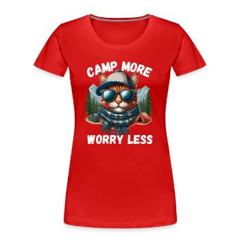 Camping chat montagnes camping camping-car tente miaou - T-shirt bio Premium Femme -  - Devant - Mia (176cm)