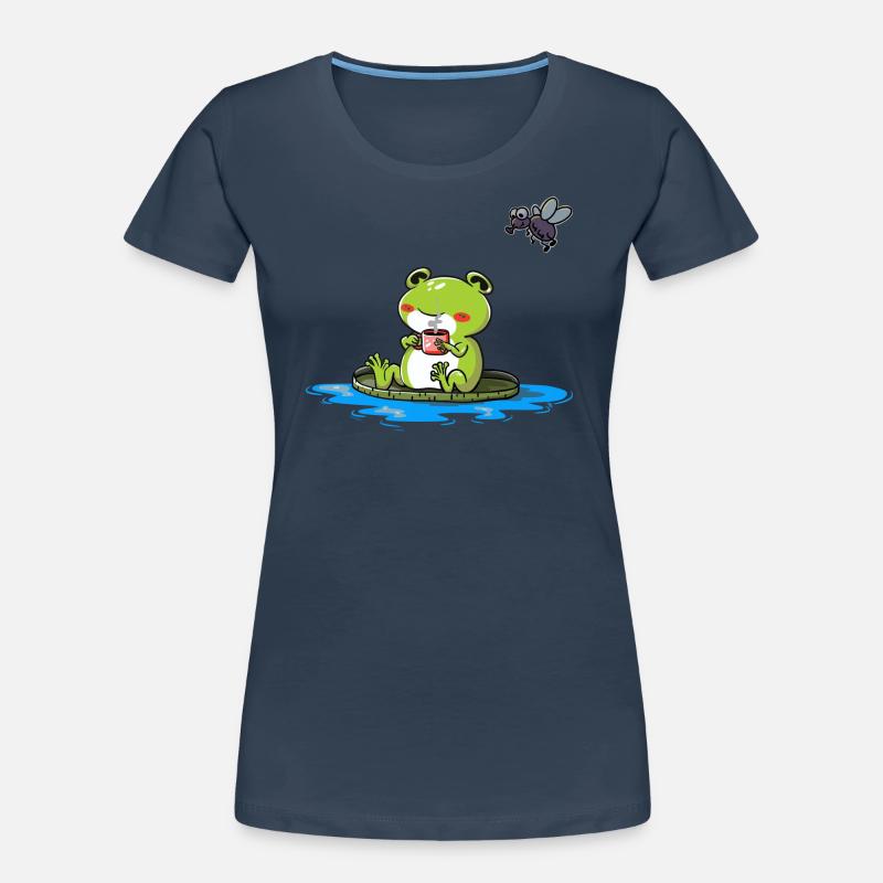 Frosch mit Tasse Kaffee oder Tee Frauen Premium Bio T-Shirt