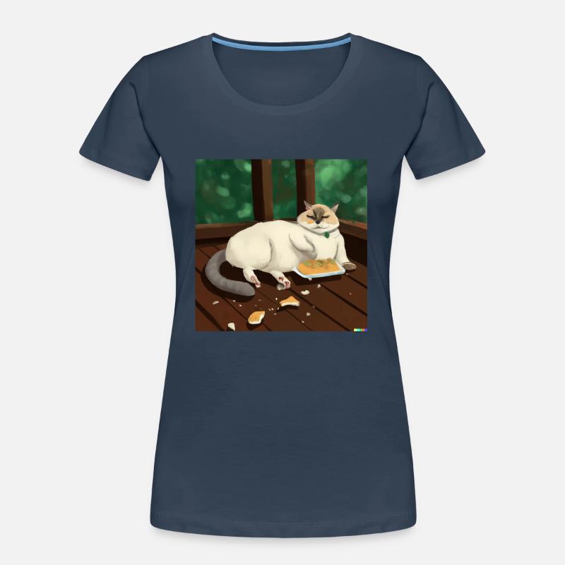 Cat makes himself comfortable and eats Women's Premium Organic T-Shirt