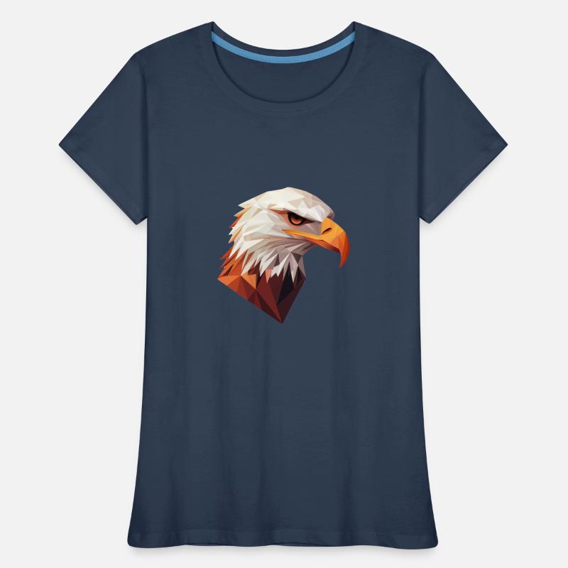 Conception de logo Eagle Head Low Poly Art T-shirt bio Premium Femme