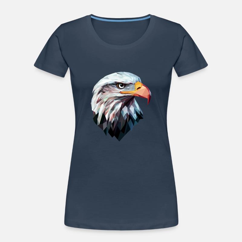Conception de logo Eagle Head Low Poly Art T-shirt bio Premium Femme