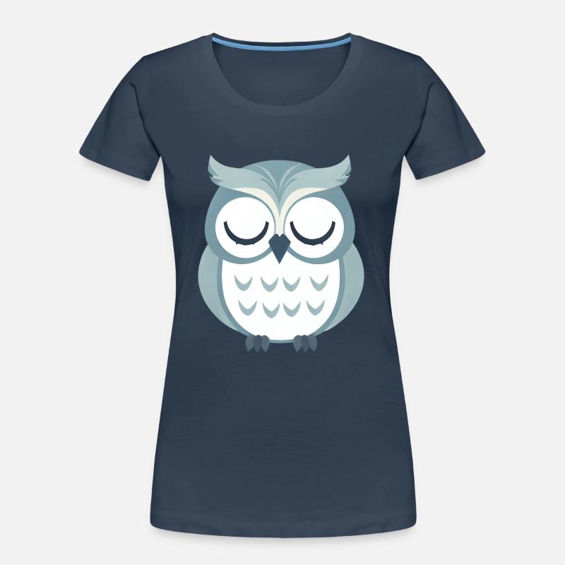 Verschlafene graue Eule sitzt auf Ast Frauen Premium Bio T-Shirt