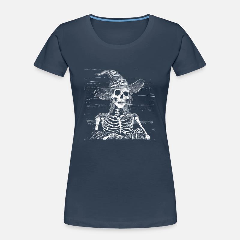 Dark Skeleton Witch with Witch Hat Women's Premium Organic T-Shirt